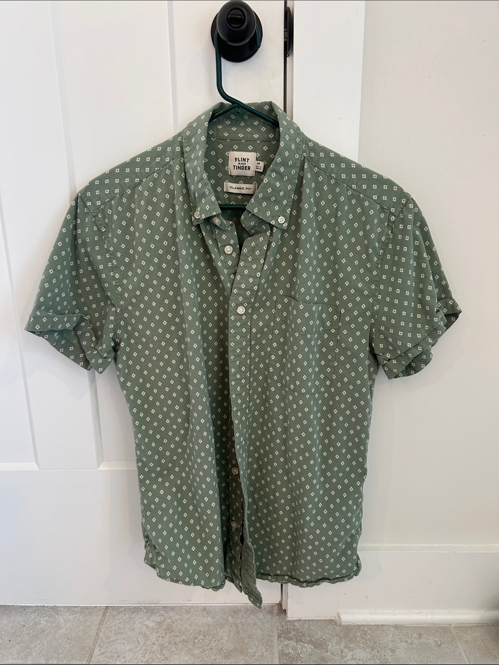 Flint and Tinder by huckberry Olive Green Short-Sleeve Button-Up Shirt